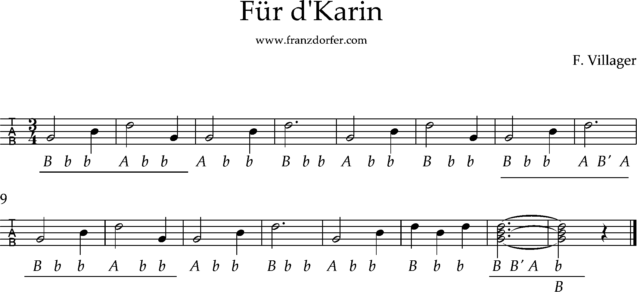 ziachnoten griffschrift lernen, Walzer für d'Karin-mit Wechselbass griffschrift, Walzer Für d'karin-Wechselbass